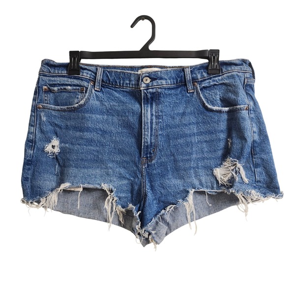 Abercrombie & Fitch Pants - Abercrombie Fitch Size 34 / 18 The Mom Short High Rise Distressed Denim Jeans